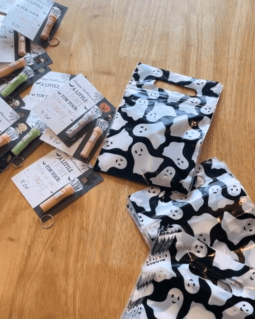 halloween favor bags on a table