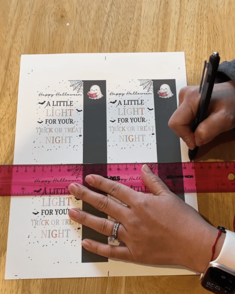 Mark your cut lines on Halloween printable